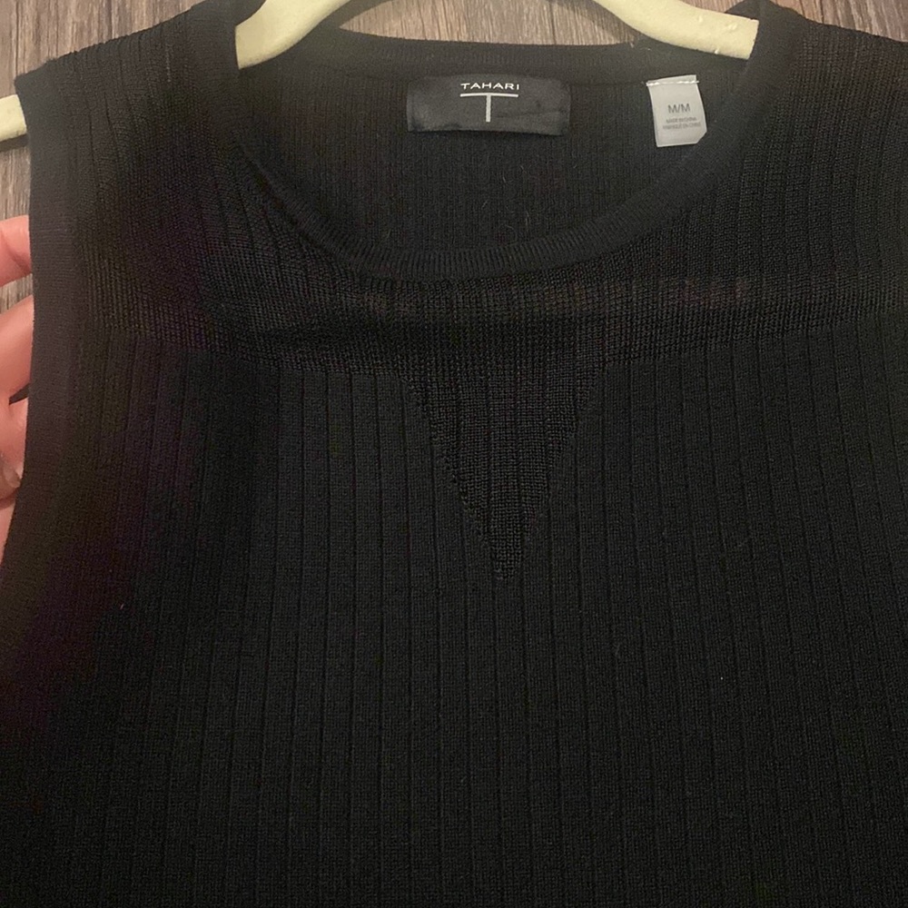 Tahari Black Ribbed Tank